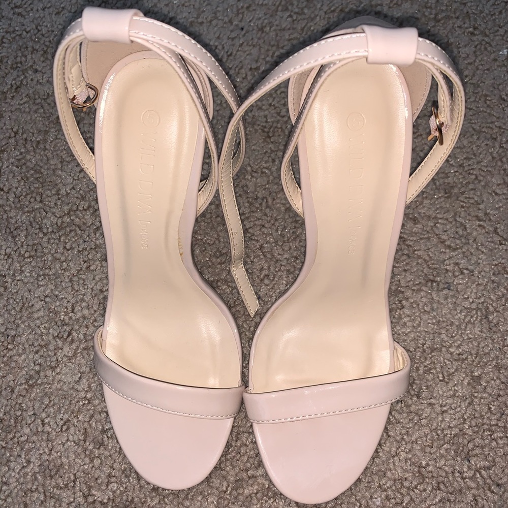 Nude one strap heels